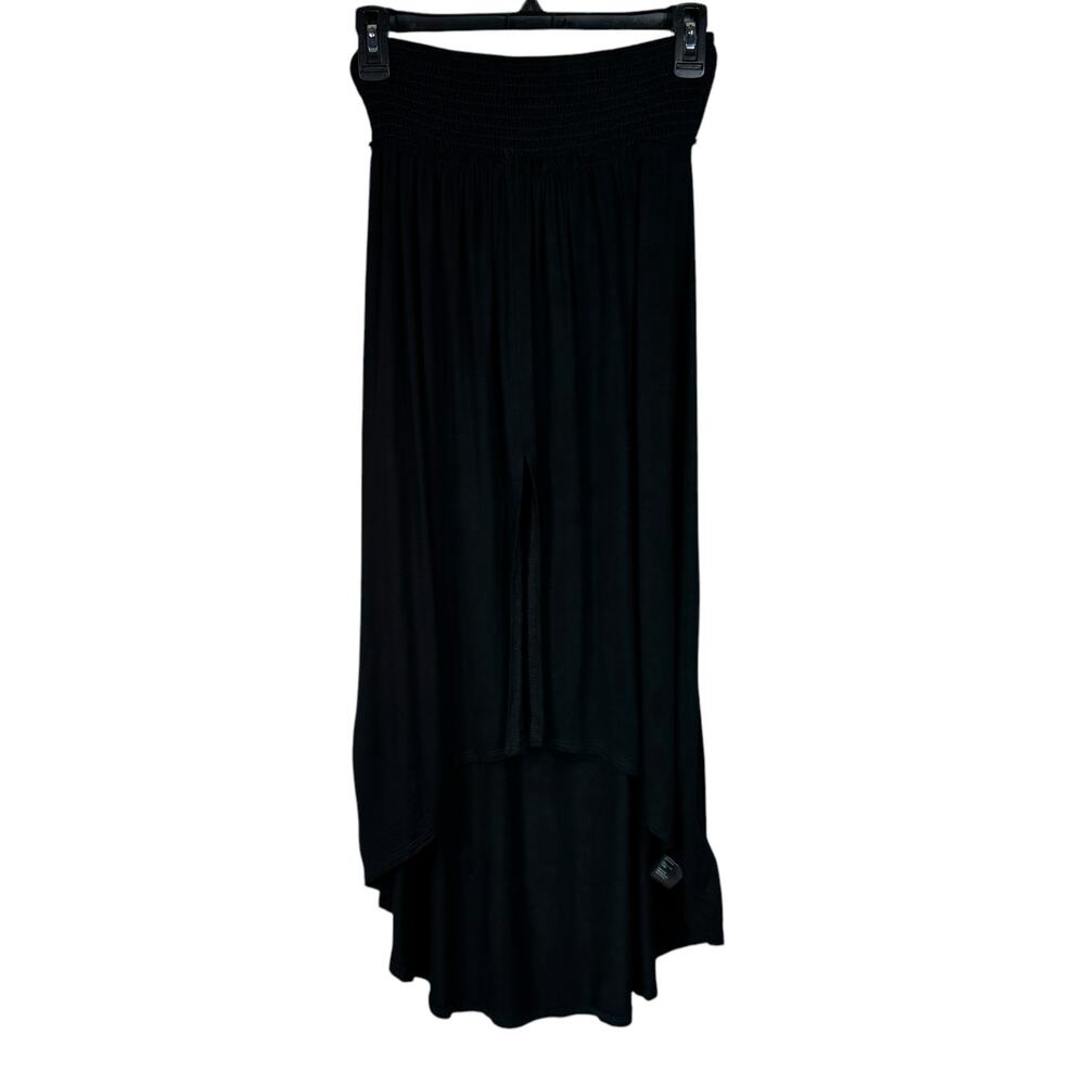 Free People Beach X-Small Hi-Low Maxi Skirt Smocked Waist Front Slit Stretch